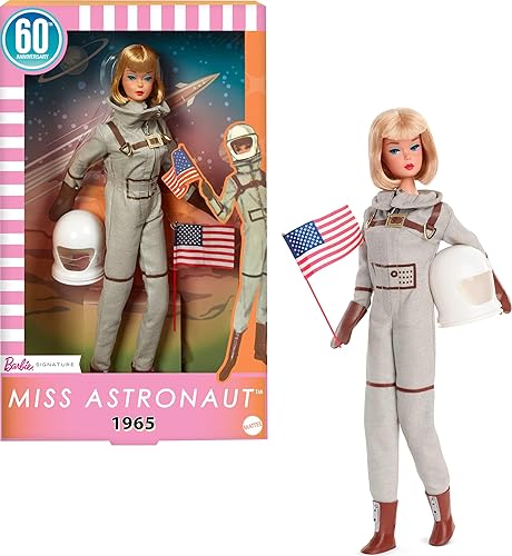 VINTAGE REPRODUCTION BARBIE MISS ASTRONAUT DOLL WITH SILVER SUIT & SPACE HELMET