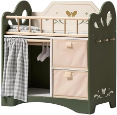 ROBUD Sturdy Baby Doll Bed with Storage and Bedding, Green - Ideal Gift for Girls, Fits 18 Inch Dolls
