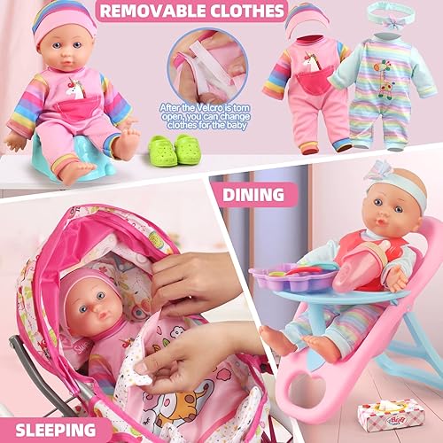 Baby Doll Stroller Set with Accessories & Clothes - Ideal Gift for Girls 3-7