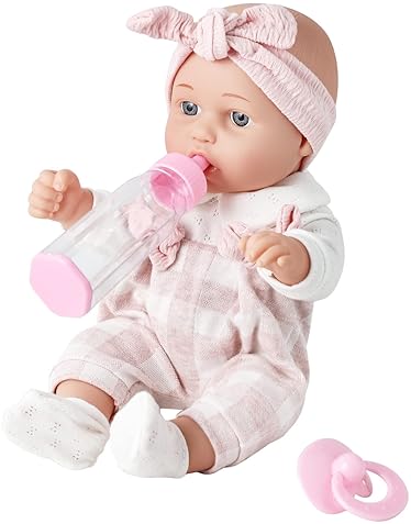 Baby Doll Gift Set with Pink Clothing, Pacifier, Blanket, and Feeding Bottle - Ideal for Ages 3+