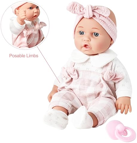Baby Doll Gift Set with Pink Clothing, Pacifier, Blanket, and Feeding Bottle - Ideal for Ages 3+