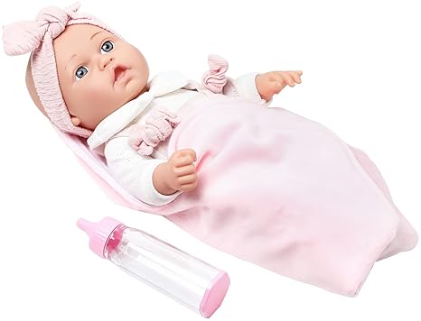 Baby Doll Gift Set with Pink Clothing, Pacifier, Blanket, and Feeding Bottle - Ideal for Ages 3+