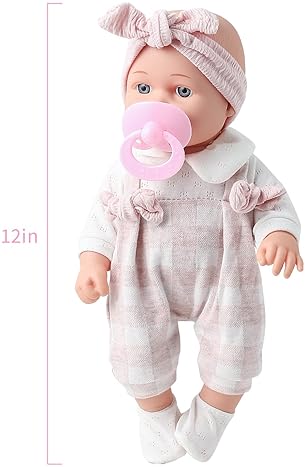 Baby Doll Gift Set with Pink Clothing, Pacifier, Blanket, and Feeding Bottle - Ideal for Ages 3+