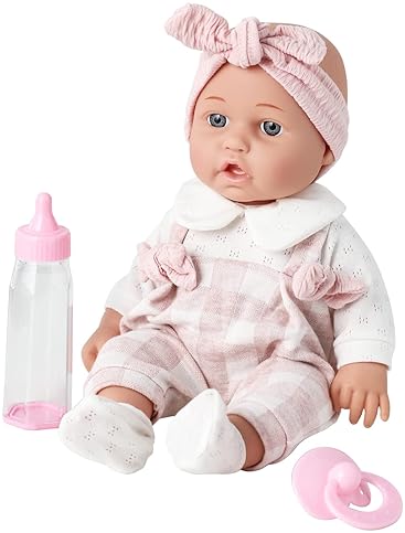 Baby Doll Gift Set with Pink Clothing, Pacifier, Blanket, and Feeding Bottle - Ideal for Ages 3+