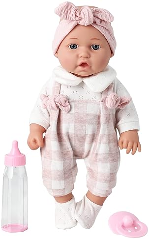Baby Doll Gift Set with Pink Clothing, Pacifier, Blanket, and Feeding Bottle - Ideal for Ages 3+