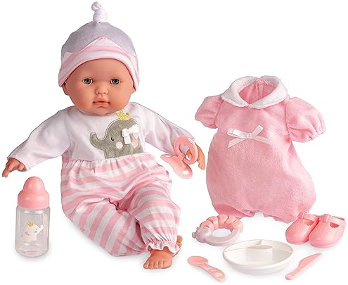 JC Toys "15-Inch Soft Body Baby Doll with Open/Close Eyes & Accessories Berenguer Boutique | Pink | Ages 2+"
