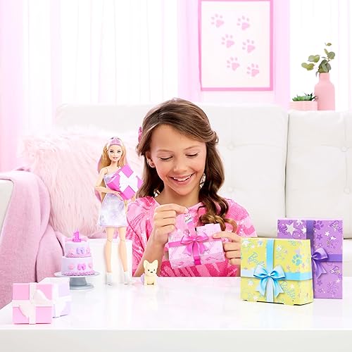 Barbie Party Unboxed Doll & Accessories: Pet Birthday Series Birthday Bows Set with 10 Surprises