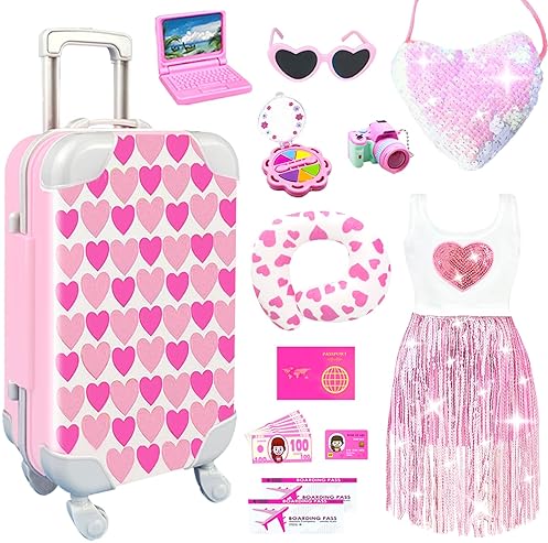 GIRL DOLL TRAVEL SET WITH ACCESSORIES AND CLOTHES - CHRISTMAS BIRTHDAY GIFT