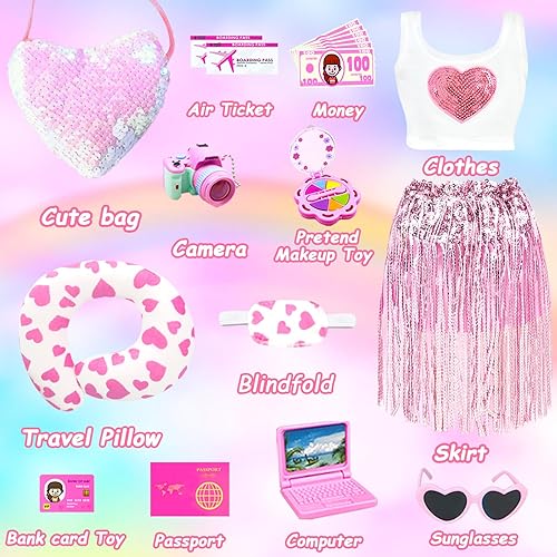 GIRL DOLL TRAVEL SET WITH ACCESSORIES AND CLOTHES - CHRISTMAS BIRTHDAY GIFT