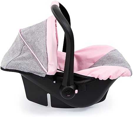 BAYER DESIGN DOLL CAR SEAT FOR NEO VARIO PRAM, PINK/GREY WITH BUTTERFLY PRINT - FITS 18" DOLLS