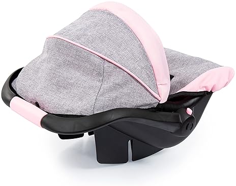 BAYER DESIGN DOLL CAR SEAT FOR NEO VARIO PRAM, PINK/GREY WITH BUTTERFLY PRINT - FITS 18" DOLLS