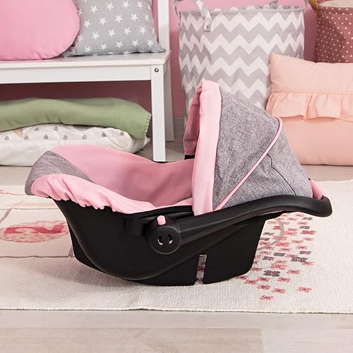 BAYER DESIGN DOLL CAR SEAT FOR NEO VARIO PRAM, PINK/GREY WITH BUTTERFLY PRINT - FITS 18" DOLLS