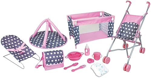 LISSI 5-PIECE DOLL NURSERY PLAY SET WITH ACCESSORIES - DELUXE QUALITY