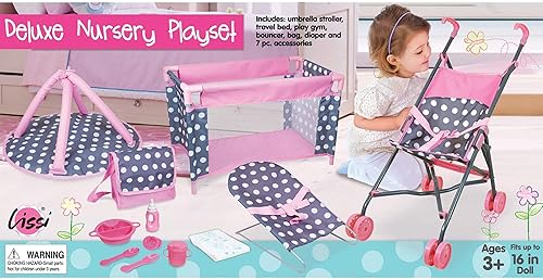 LISSI 5-PIECE DOLL NURSERY PLAY SET WITH ACCESSORIES - DELUXE QUALITY