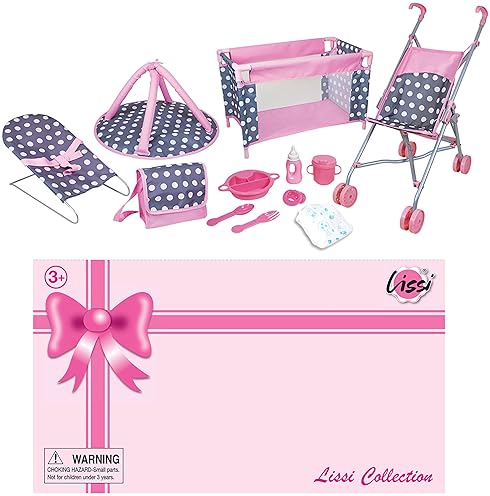LISSI 5-PIECE DOLL NURSERY PLAY SET WITH ACCESSORIES - DELUXE QUALITY