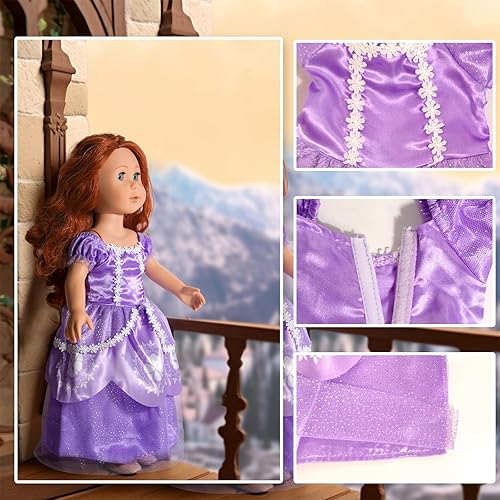 WONDOLL Princess Costume Dress Set for 18-inch Dolls - 6 Pieces