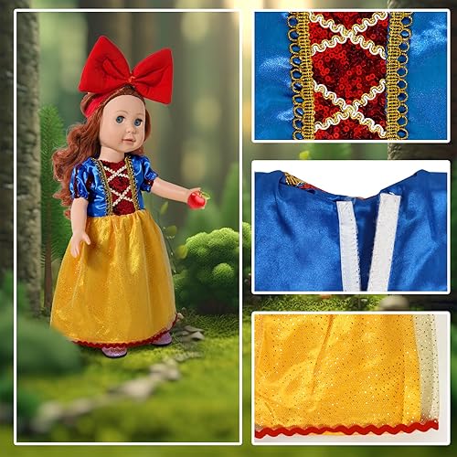 WONDOLL Princess Costume Dress Set for 18-inch Dolls - 6 Pieces