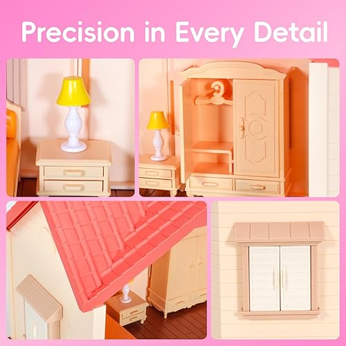 DOLLHOUSE PLAYSET WITH BRYAN FAMILY FIGURES, FURNITURE & ACCESSORIES - IDEAL PRETEND PLAY GIFT FOR KIDS AGES 3+