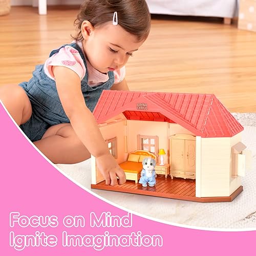 DOLLHOUSE PLAYSET WITH BRYAN FAMILY FIGURES, FURNITURE & ACCESSORIES - IDEAL PRETEND PLAY GIFT FOR KIDS AGES 3+