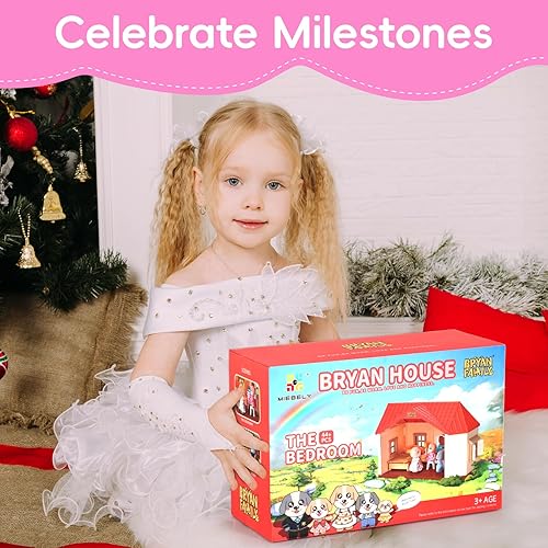 DOLLHOUSE PLAYSET WITH BRYAN FAMILY FIGURES, FURNITURE & ACCESSORIES - IDEAL PRETEND PLAY GIFT FOR KIDS AGES 3+