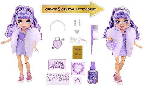 Rainbow High Creative Crystals Violet Fashion Doll - DIY Crystal Accessory Kit, Purple 11" - Perfect Kids Gift