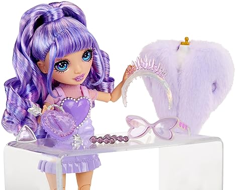 Rainbow High Creative Crystals Violet Fashion Doll - DIY Crystal Accessory Kit, Purple 11" - Perfect Kids Gift