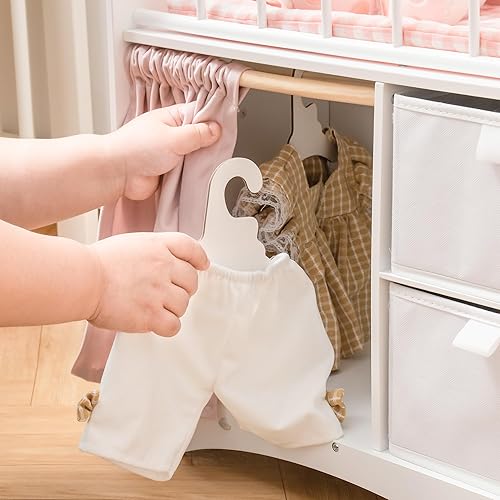 ROBUD Wooden Baby Doll Crib with Storage and Bedding - Pink, Fits Dolls Under 22 Inches