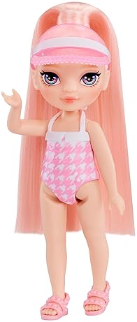 Rainbow High Littles Pool Day Playset + Small Doll, Pink, 5.5", Pool with Rainbow Slide, Accessories, Smoothie Stand, Kids Gift, Ages 4+