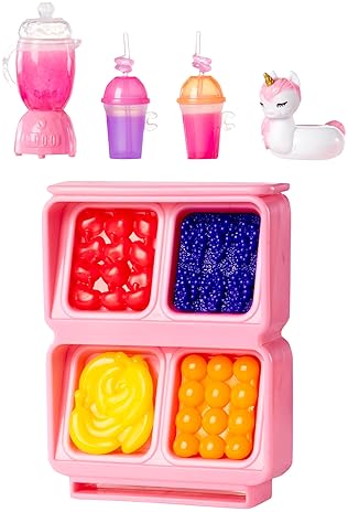 Rainbow High Littles Pool Day Playset + Small Doll, Pink, 5.5", Pool with Rainbow Slide, Accessories, Smoothie Stand, Kids Gift, Ages 4+