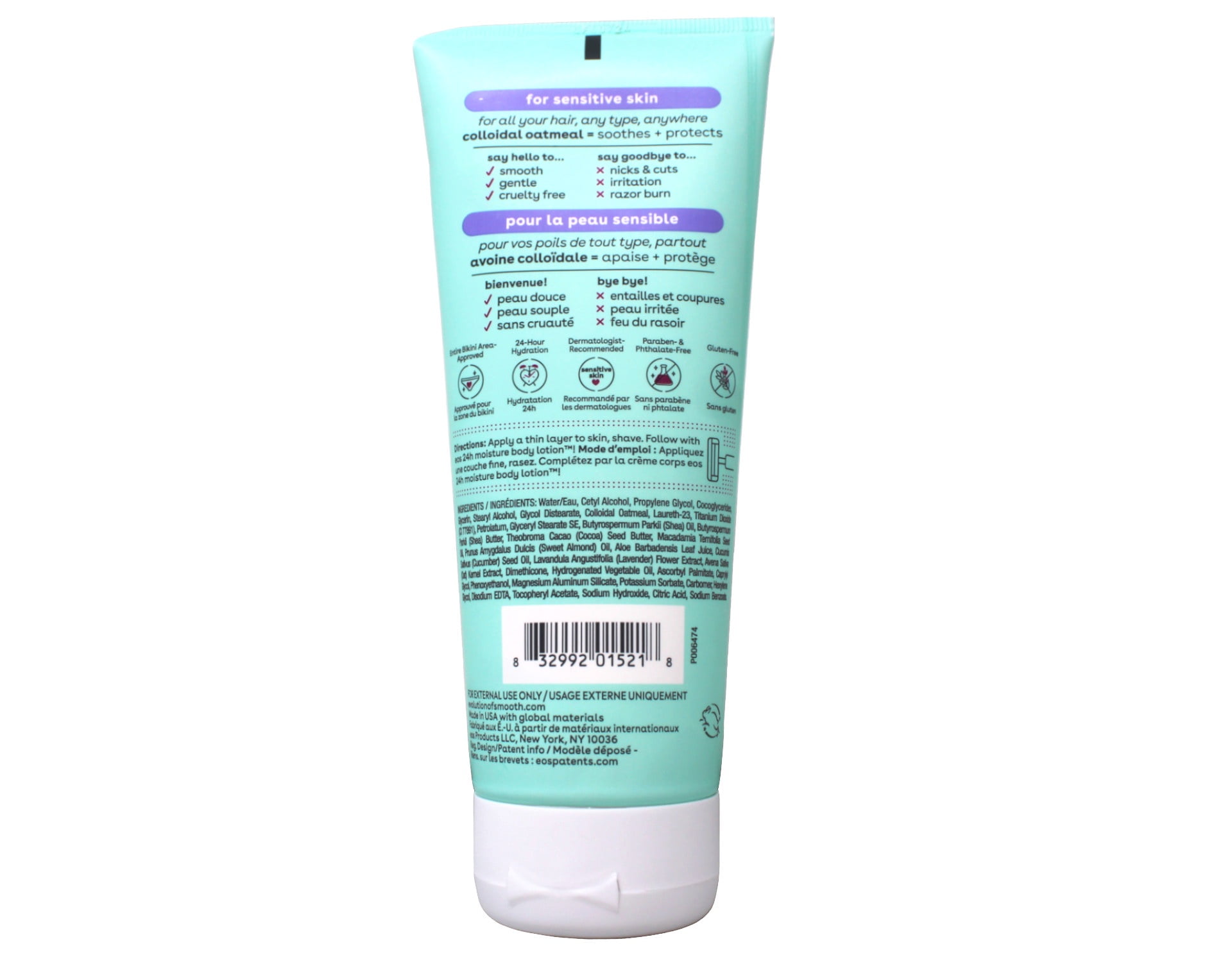 EOS Shea Better Shave Cream for Sensitive Skin with Colloidal Oatmeal - 7 fl oz, Pack of 4