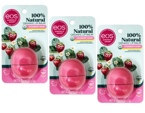 EOS Organic Strawberry Sorbet Lip Balm Trio - 100% Natural (.25 oz x 3)