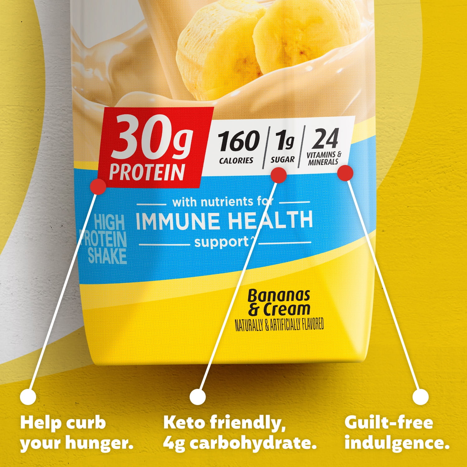 Premier Protein Shake, 30g Protein, 11 fl oz, 12 Pack Bananas & Cream