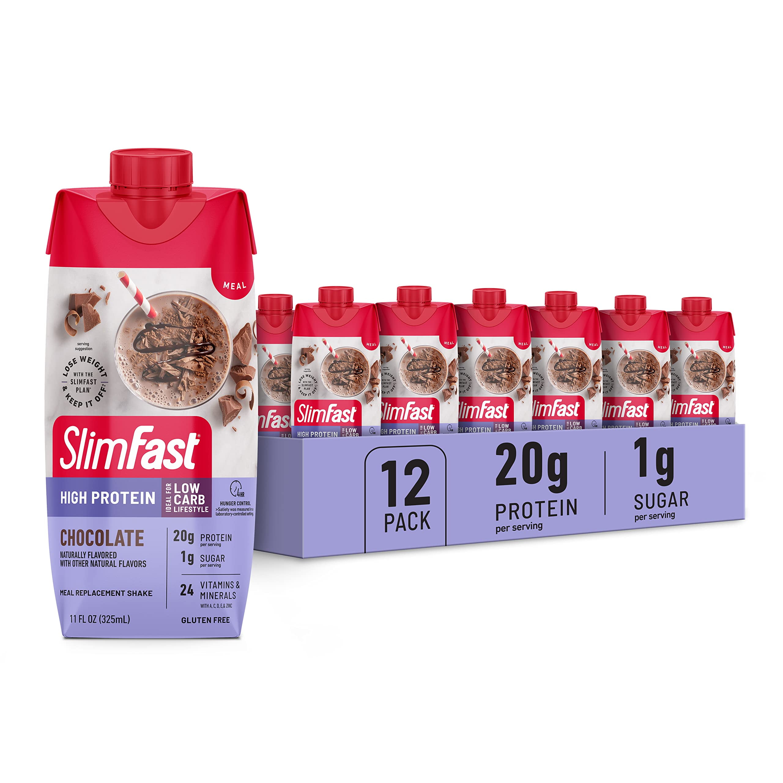 SlimFast Protein Shake - 20g Protein, Meal Replacement, Ready-to-Drink, Low Carb & Sugar - 12 Count