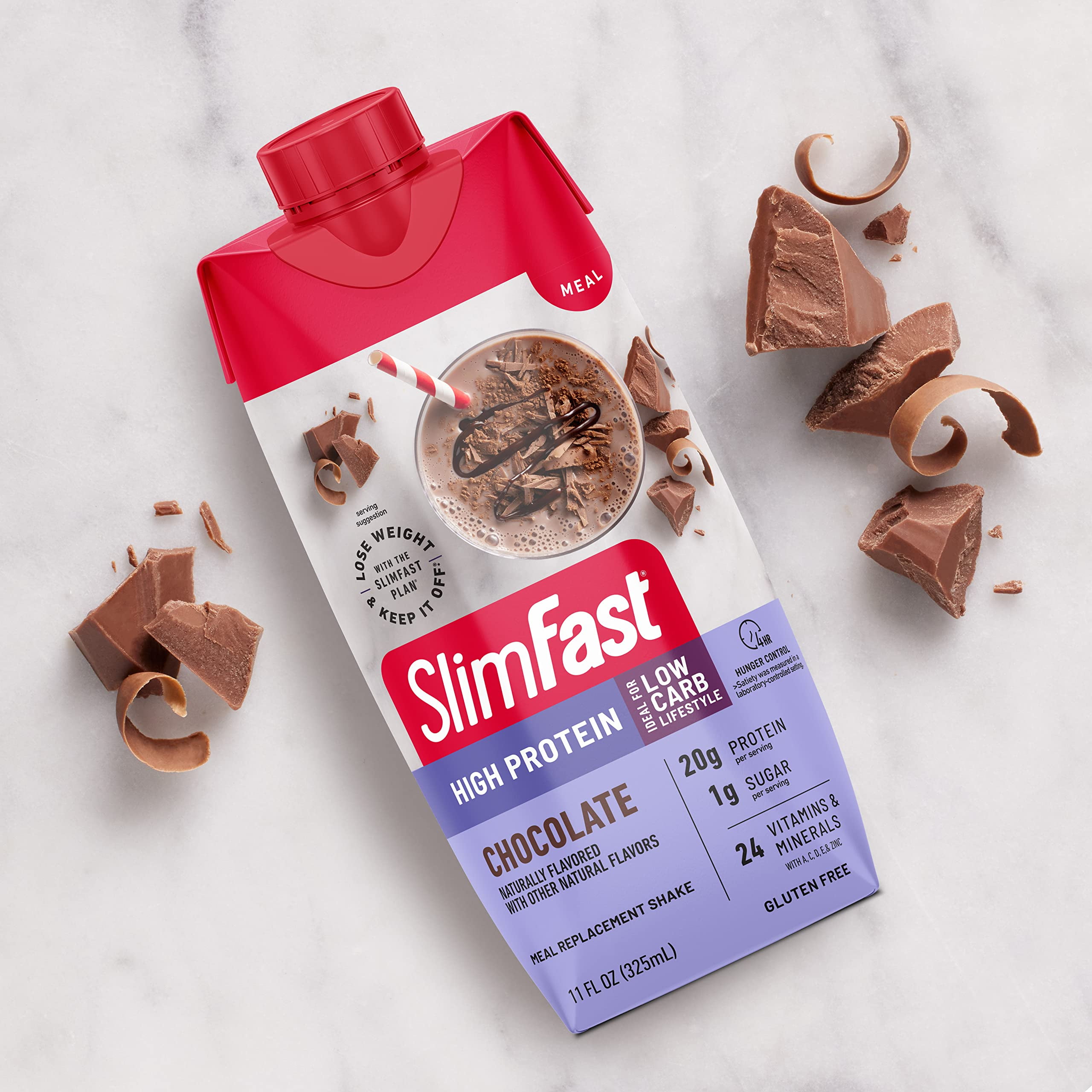 SlimFast Protein Shake - 20g Protein, Meal Replacement, Ready-to-Drink, Low Carb & Sugar - 12 Count