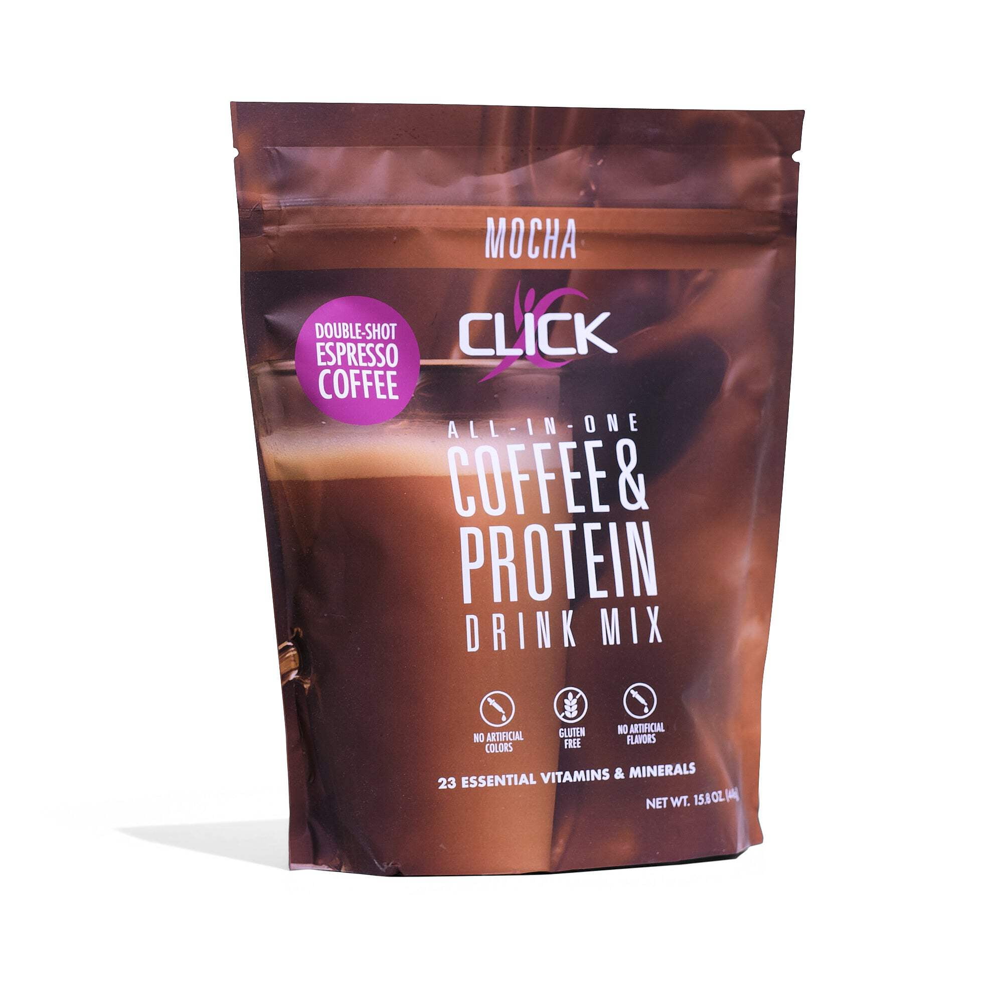 CLICK Mocha Coffee Protein Powder Meal Replacement - Energizing & Delicious