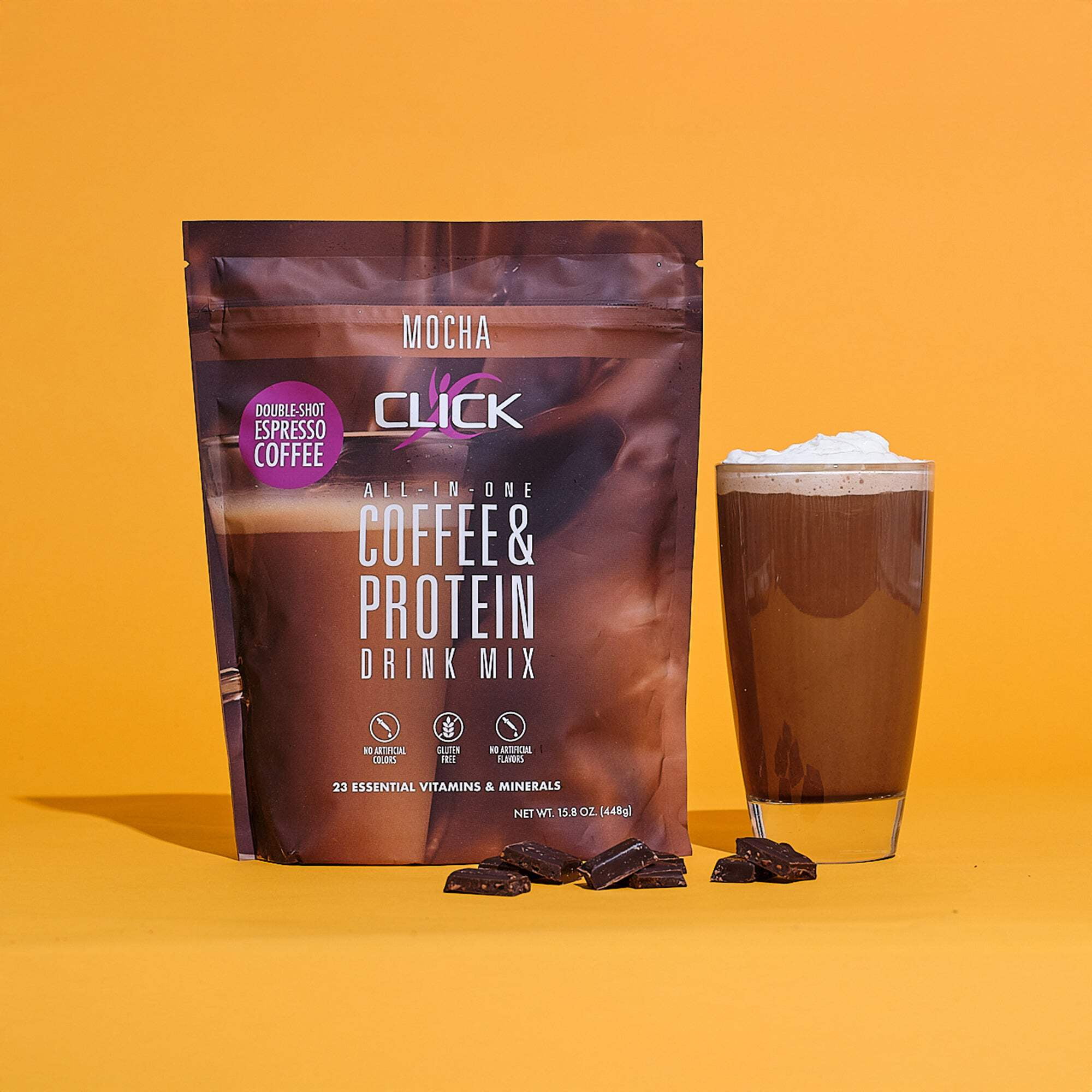 CLICK Mocha Coffee Protein Powder Meal Replacement - Energizing & Delicious