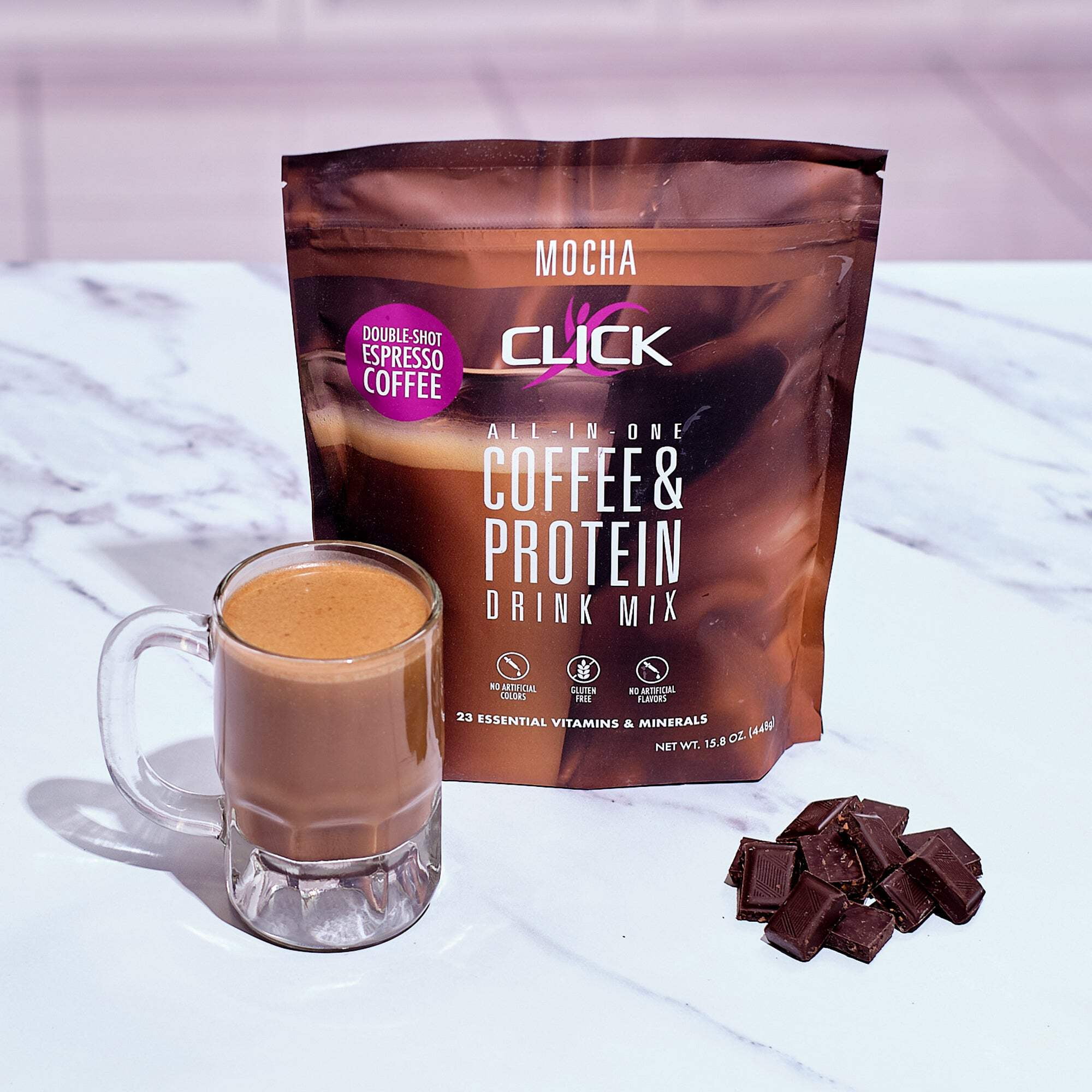 CLICK Mocha Coffee Protein Powder Meal Replacement - Energizing & Delicious