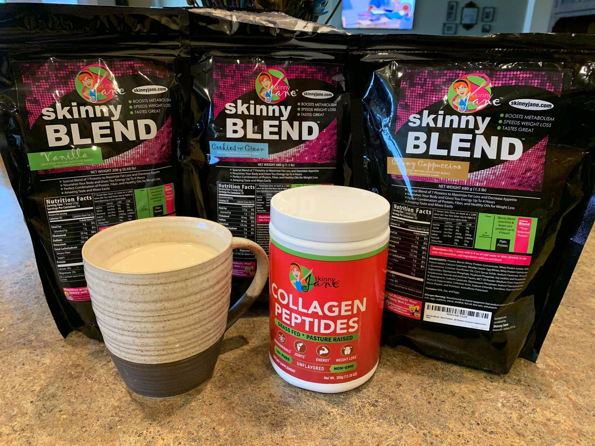 Skinny Jane Skinny Blend Creamy Cappuccino Weight Loss Shakes - Energy Boost Meal Replacement Protein Shake - 30 Pack