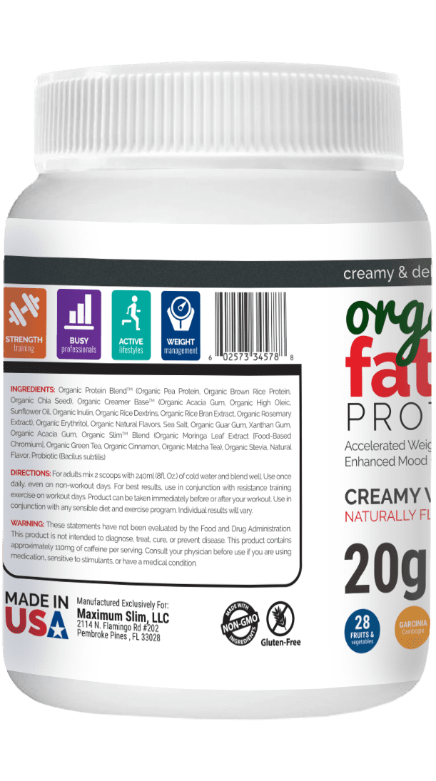 Maxımum Slim Organic Whey Protein Powder - Creamy Vanilla Fat Burning Shake