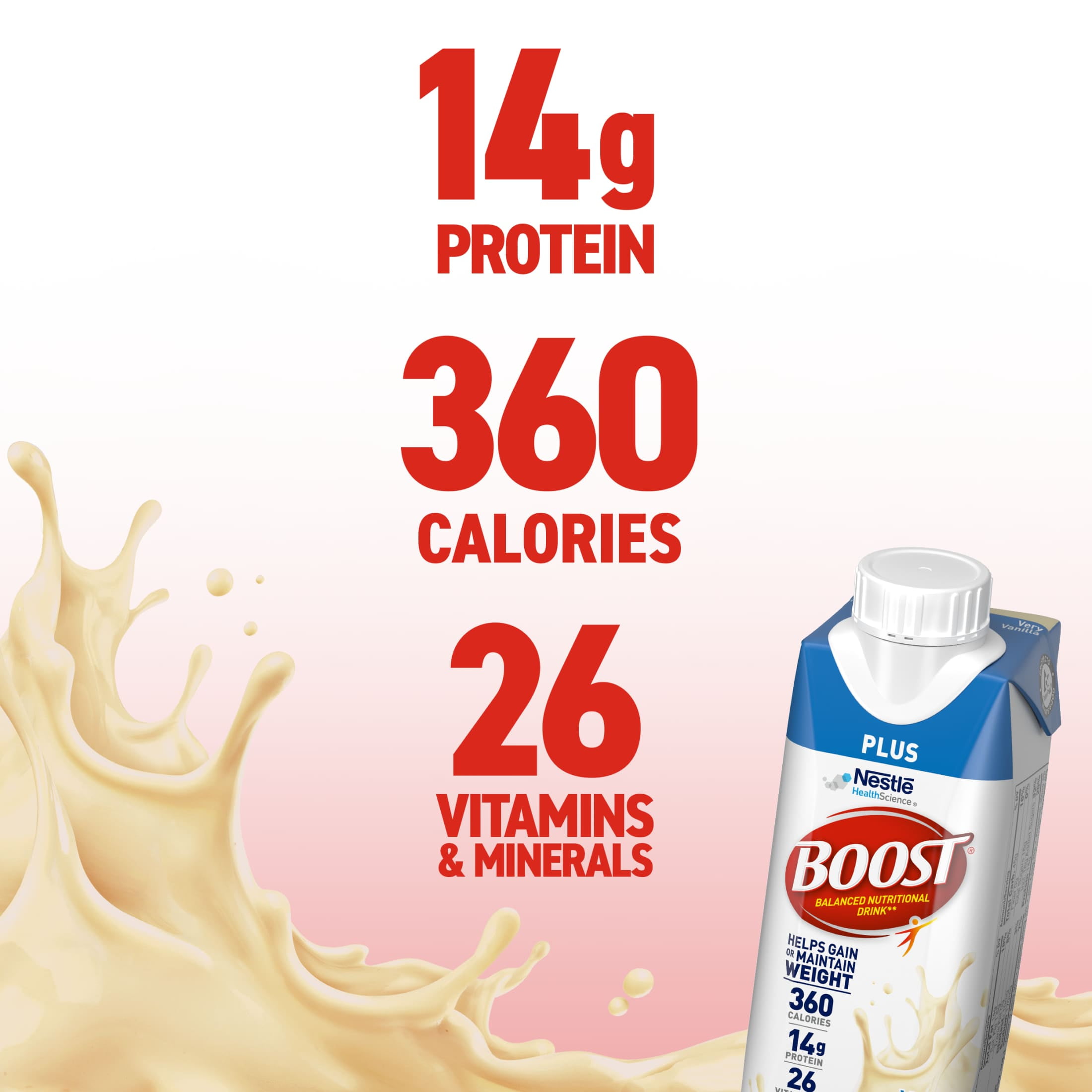 BOOST PLUS VERY VANILLA PROTEIN SHAKE, 8 FL OZ, 12 PACK