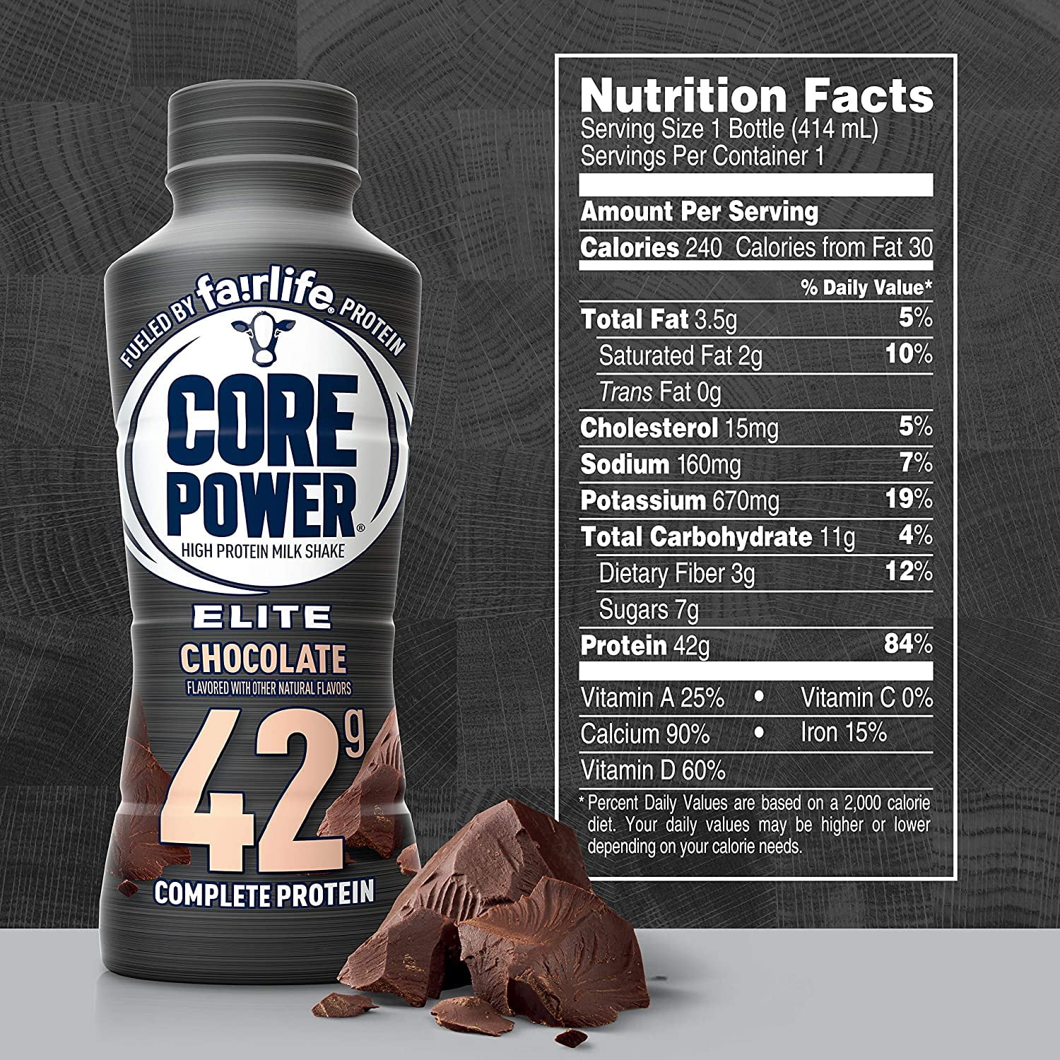 Fairlife Core Power Elite Chocolate High Protein Shake, 42g, 14oz - Ready-to-Drink for Workout Recovery