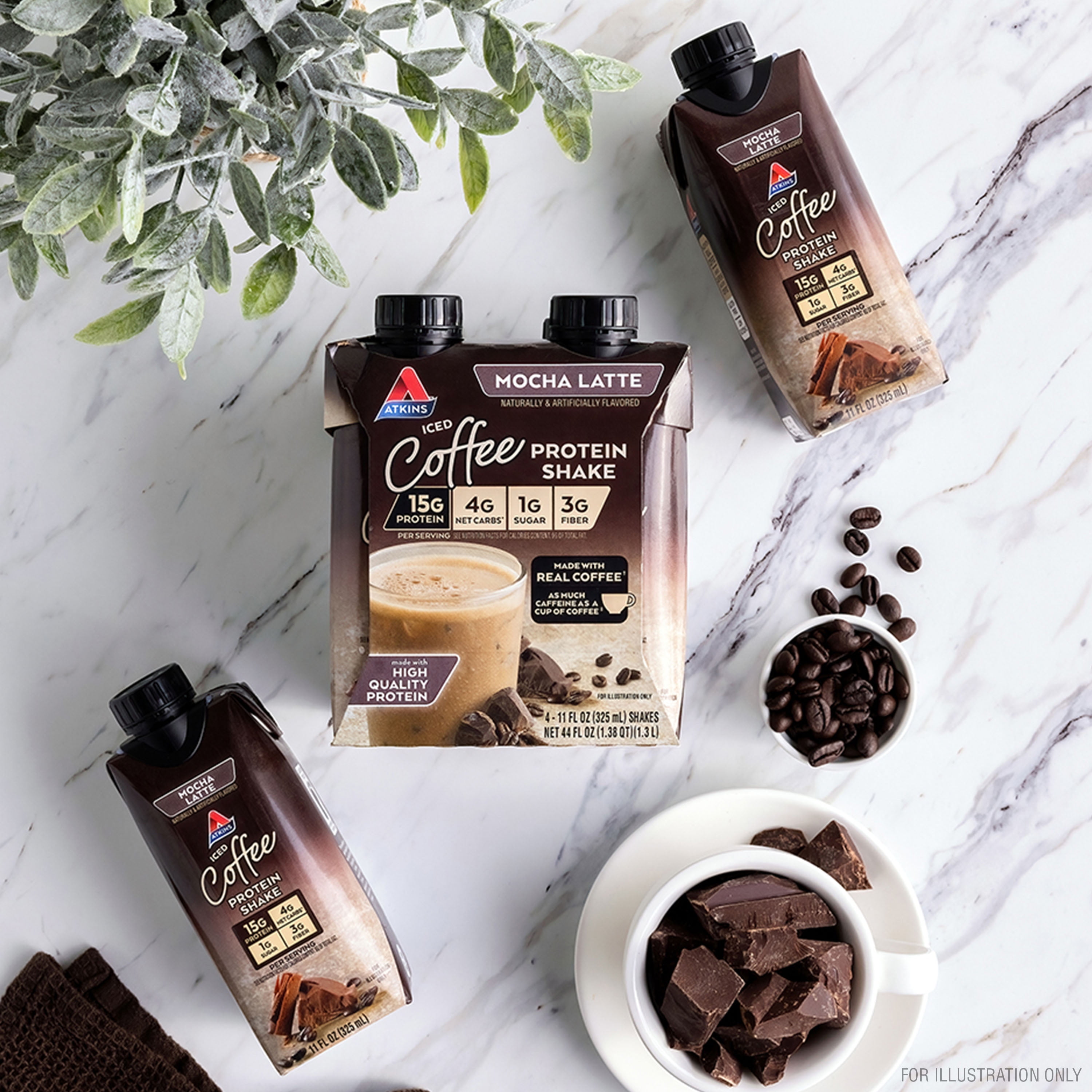 ATKINS MOCHA LATTE PROTEIN SHAKE 3-PACK, KETO & GLUTEN-FREE, 4 CT (READY TO DRINK)