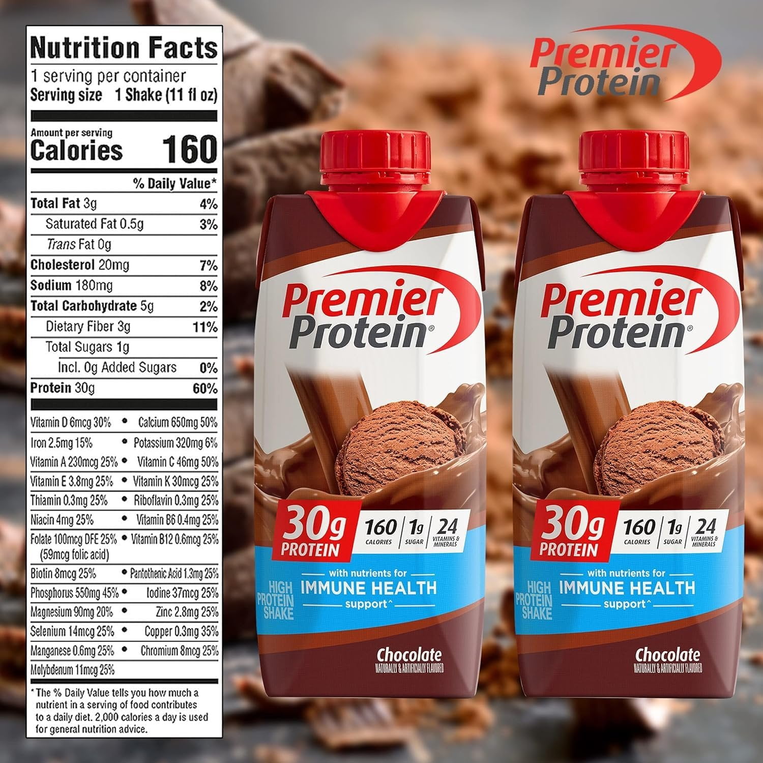Premier Protein Shakes Variety Pack - 10 Low Carb High Protein Drinks with 5 Flavors - Chocolate, Strawberry, Vanilla, Banana, Caramel + 10 Straws
