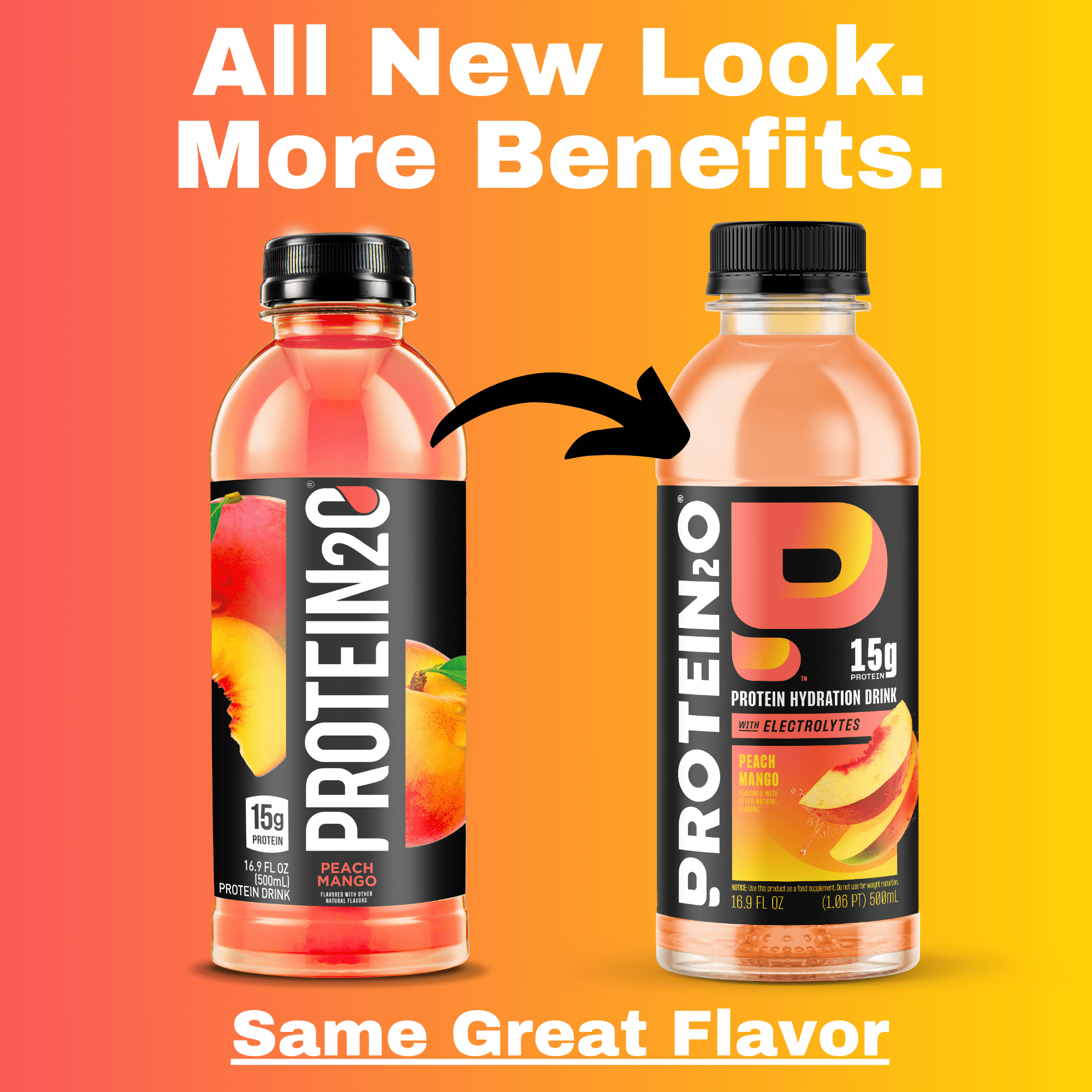 PROTEIN ISOLATE HYDRATION DRINK WITH ELECTROLYTES & VITAMINS, PEACH MANGO FLAVOR, 16.9 OZ BOTTLE (PACK OF 12)