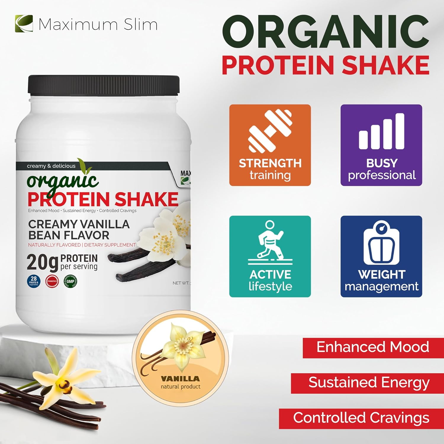 Maximum Slim Organic Creamy Vanilla Bean Protein Shake