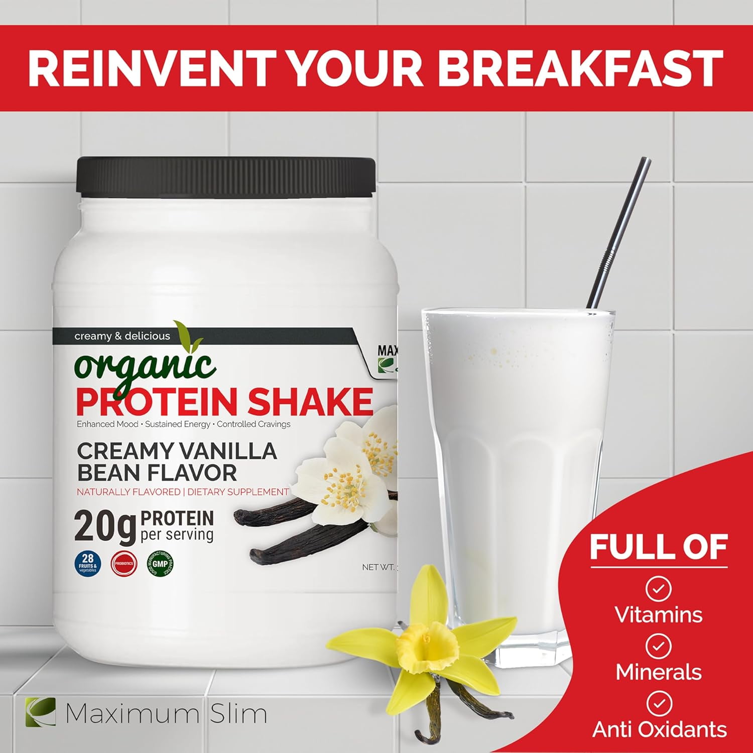 Maximum Slim Organic Creamy Vanilla Bean Protein Shake