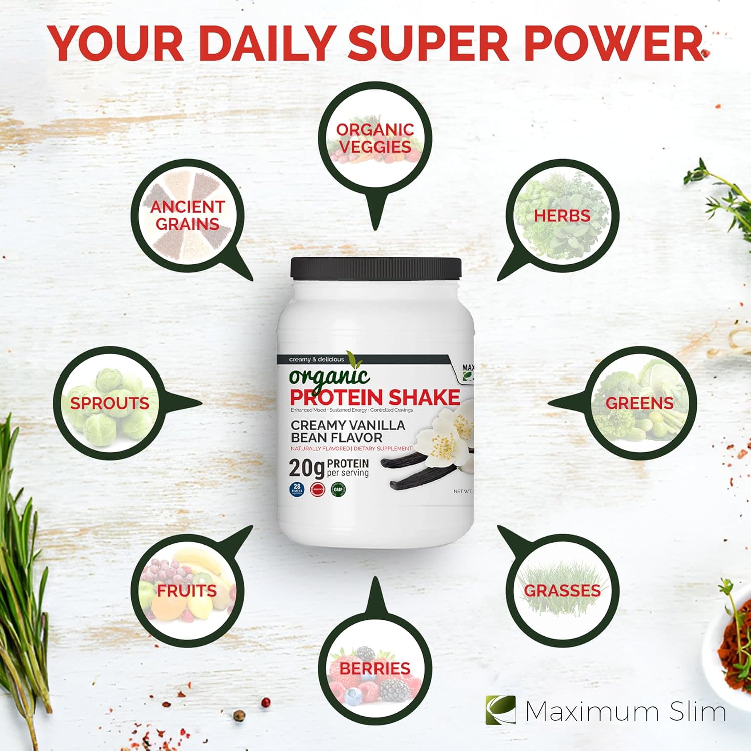 Maximum Slim Organic Creamy Vanilla Bean Protein Shake