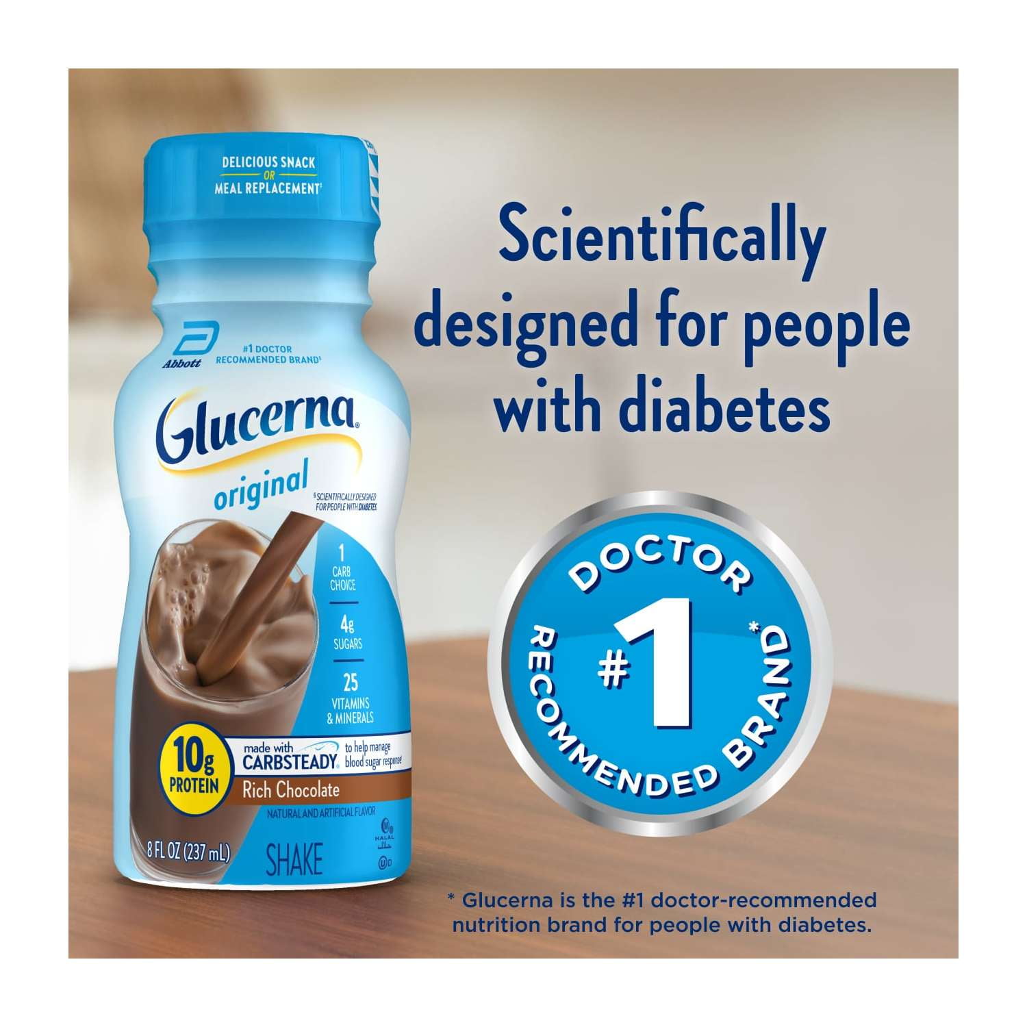 GLUCERNA RICH CHOCOLATE DIABETIC PROTEIN SHAKE, 8 FL OZ, 6-PACK