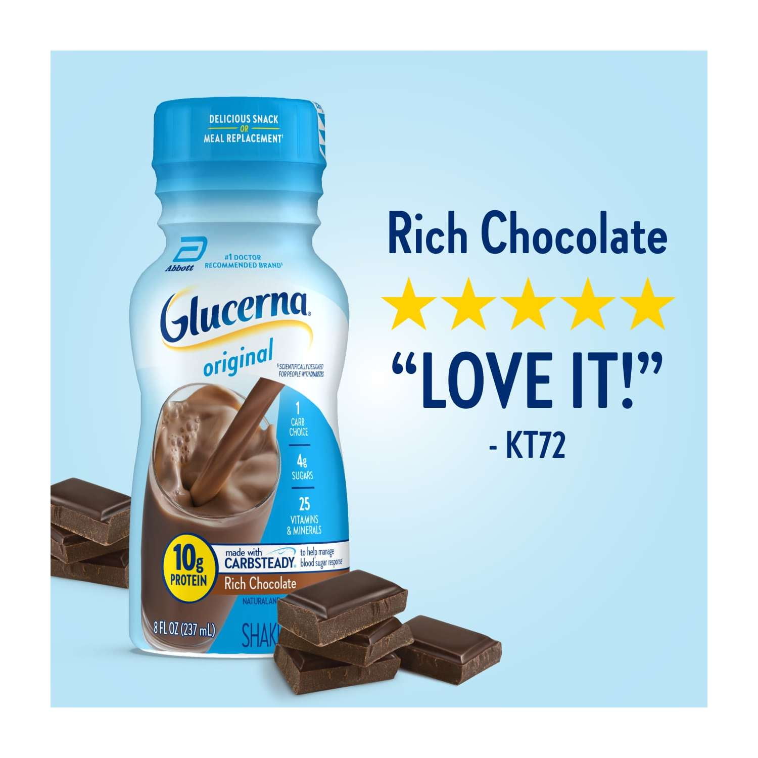GLUCERNA RICH CHOCOLATE DIABETIC PROTEIN SHAKE, 8 FL OZ, 6-PACK