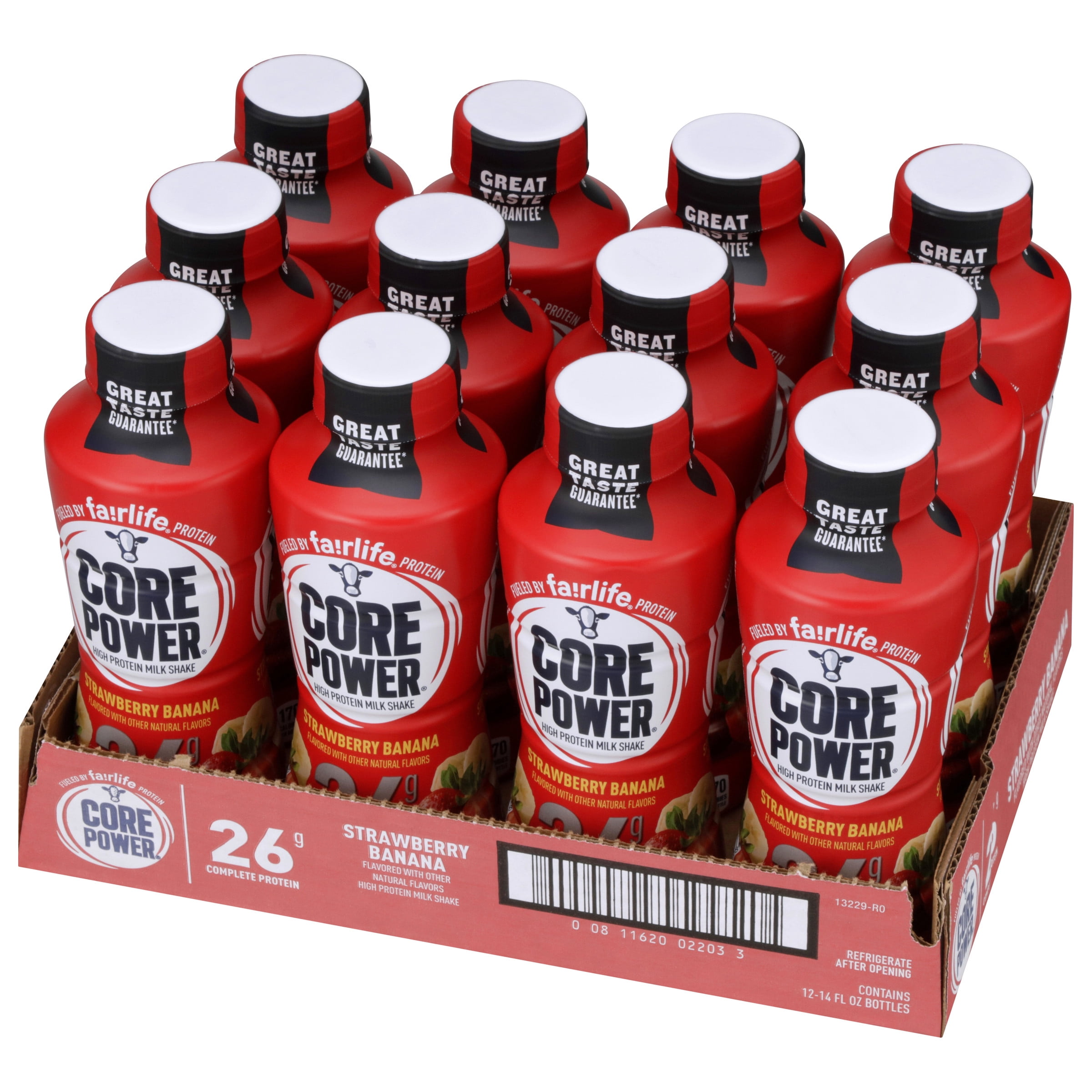 CORE POWER STRAWBERRY BANANA PROTEIN SHAKE, 26G, 14 FL OZ, PACK OF 12